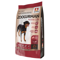 Полнорационный сухой корм для взрослых собак средних и крупных пород Zoogurman Active Life, Индейка/Turkey, 2,2кг